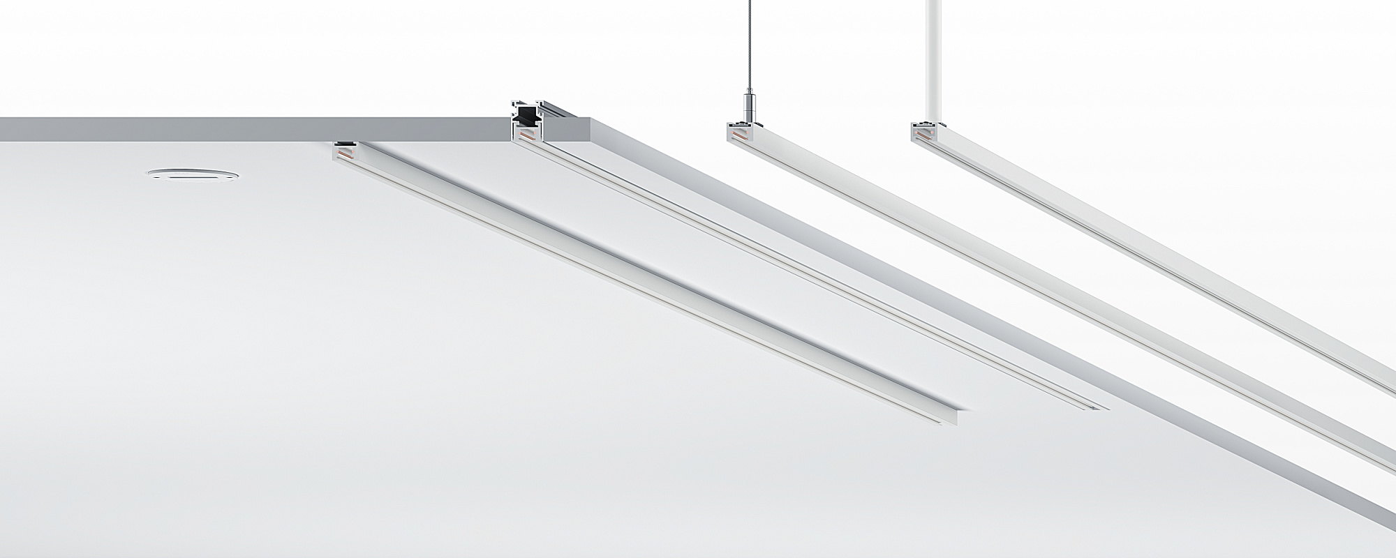 ERCO Minirail 48V low voltage tracks for flexible lighting systems.