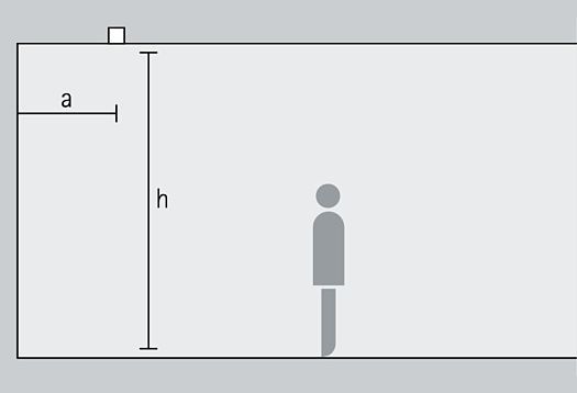 Diagram illustrating Minirail 48V low voltage track mounting, showing distances and heights in rooms.
