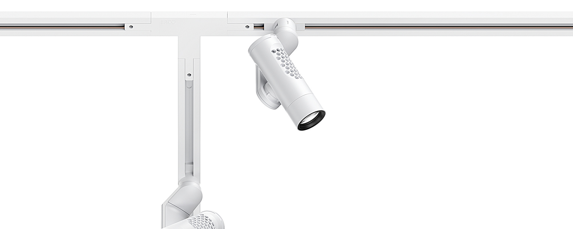 ERCO Minirail 48V low voltage track with spotlight for flexible lighting.