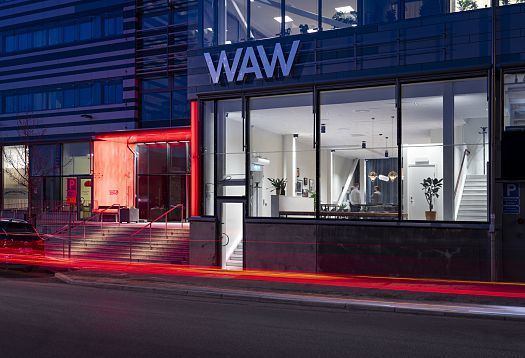 WAW office building in Stockholm featuring ERCO LED lighting for flexible work.