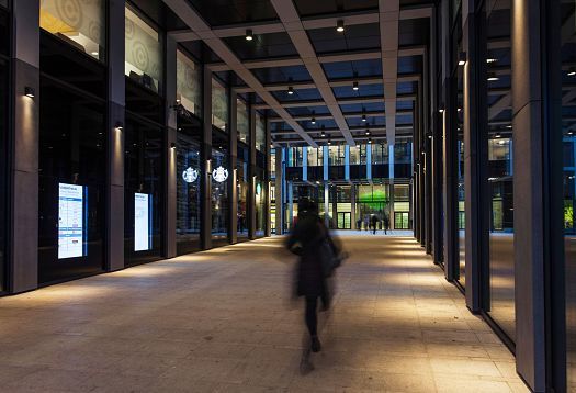 ERCO lighting at the Florentinum office building in Prague, providing orientation and high amenity value.