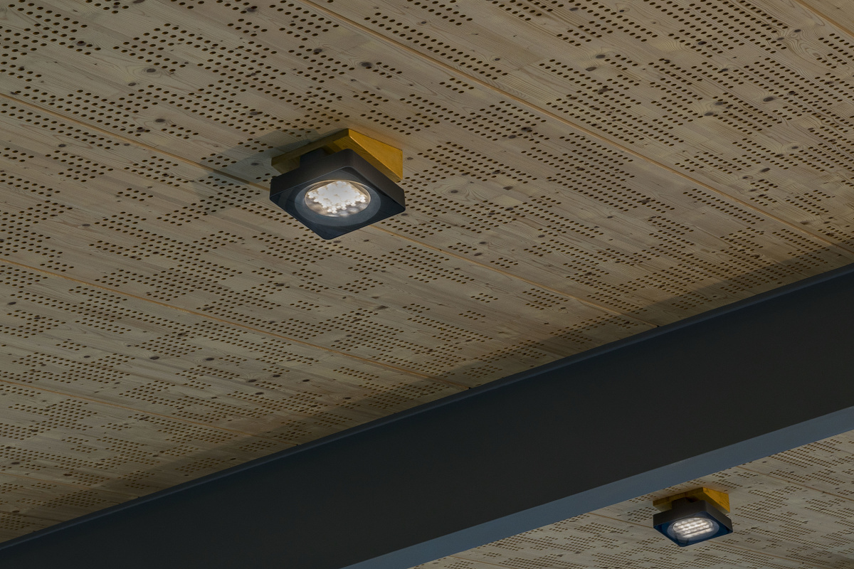 ERCO Lightscan spotlight providing accent lighting in Friedrichshafen sports pool.