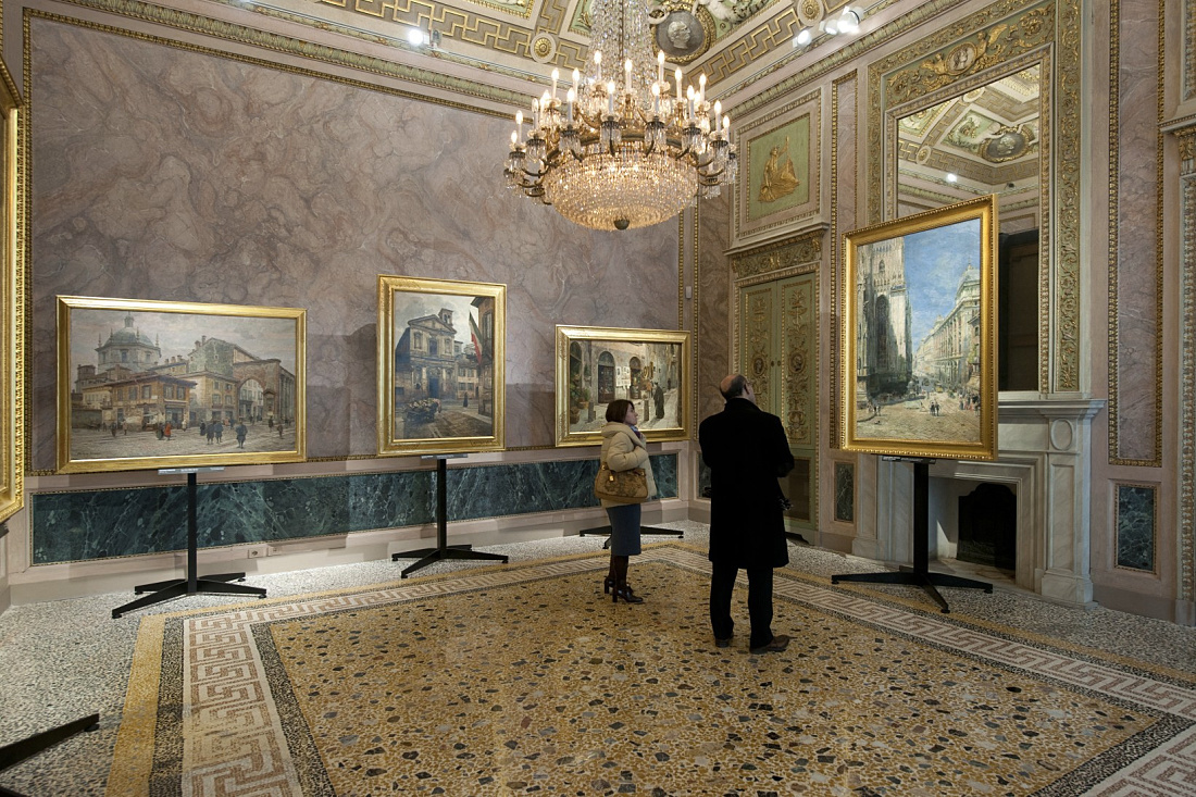 Gallerie d’Italia featuring ERCO LED spotlights illuminating art in restored city palaces.