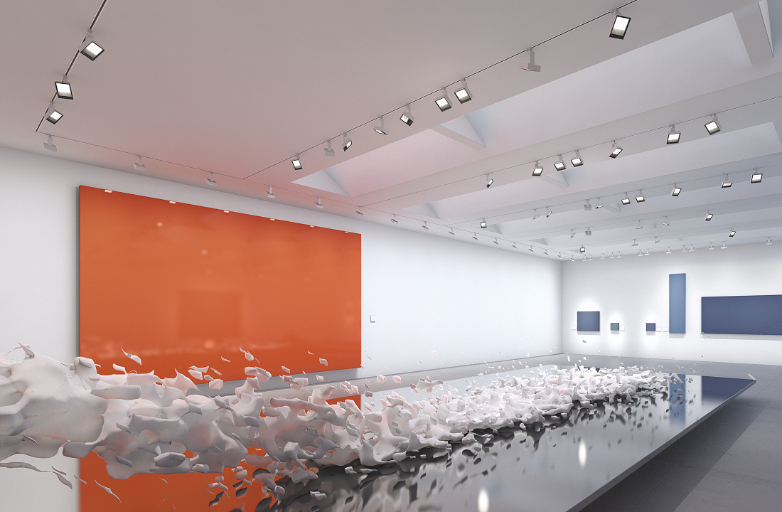 ERCO lighting design in an art gallery featuring accent lighting for sculptures and paintings.