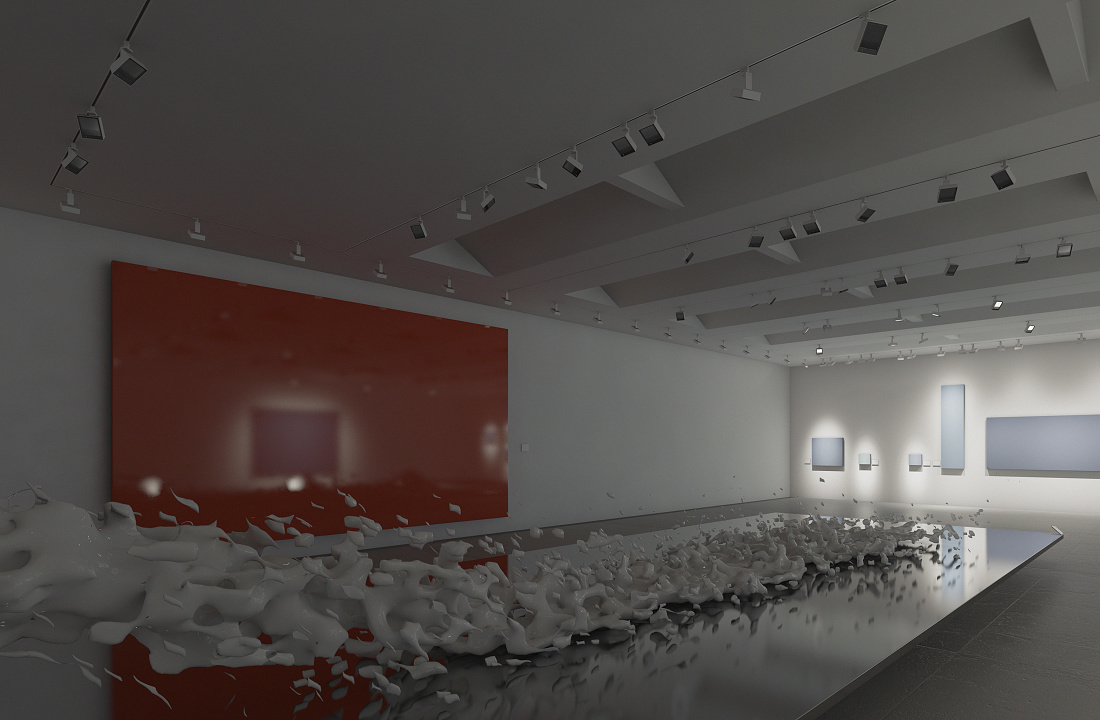 Gallery with ERCO lighting: Accent lighting and wallwashing showcase artworks.