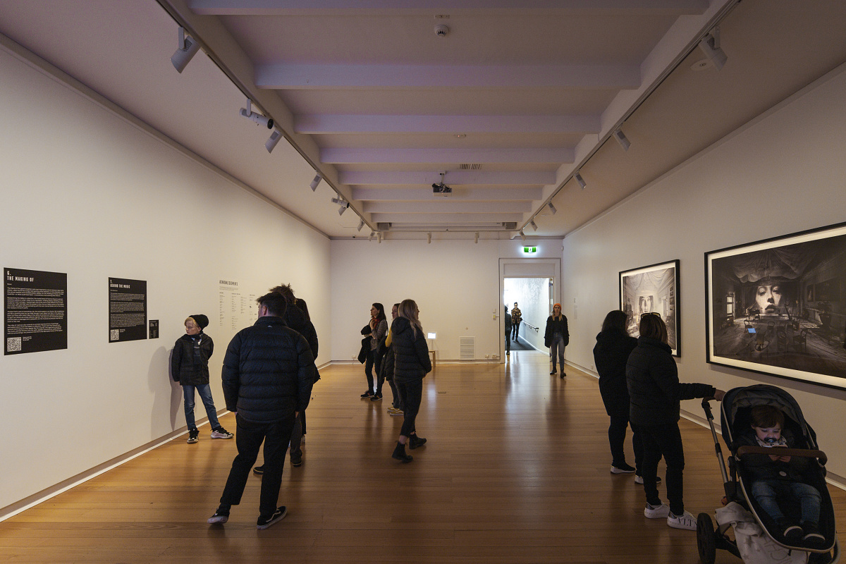 Geelong Gallery, Victoria, featuring ERCO Eclipse spotlights for flexible art illumination.