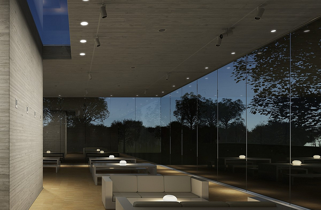 Interior with ERCO lighting creating a tranquil, unified atmosphere.