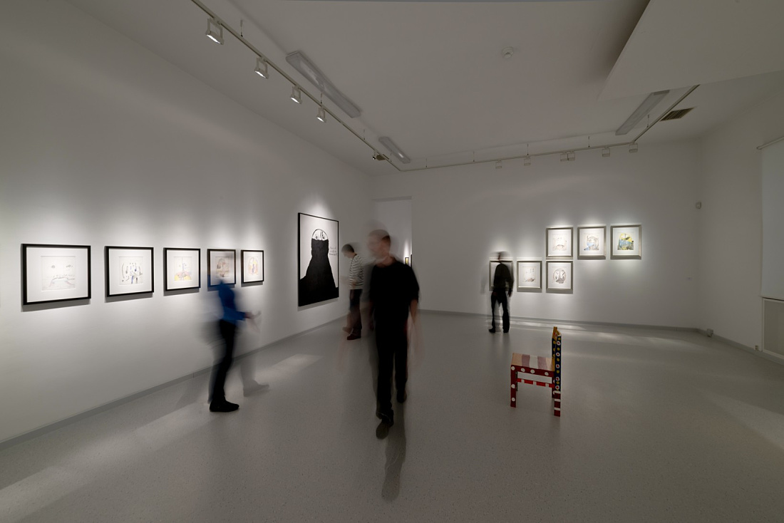 Gugging Museum featuring Logotec lights accentuating the Art Brut exhibit.