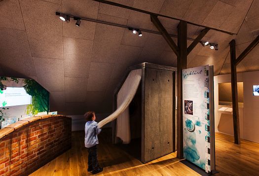 Interactive exhibit at KM 51 – Erftmuseum with ERCO LED lighting.