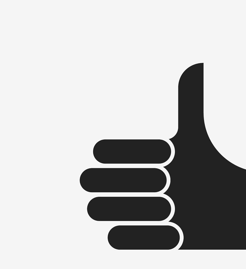 Thumbs up icon, symbolizing approval and positive feedback for ERCOs Iku outdoor lighting.