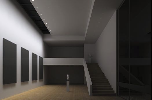 ERCO lighting accentuates functional areas in an exhibition space, enhancing visual perception.