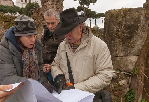 Vittorio Storaro and team review lighting plans for the Roman Forum using ERCO lighting tools.