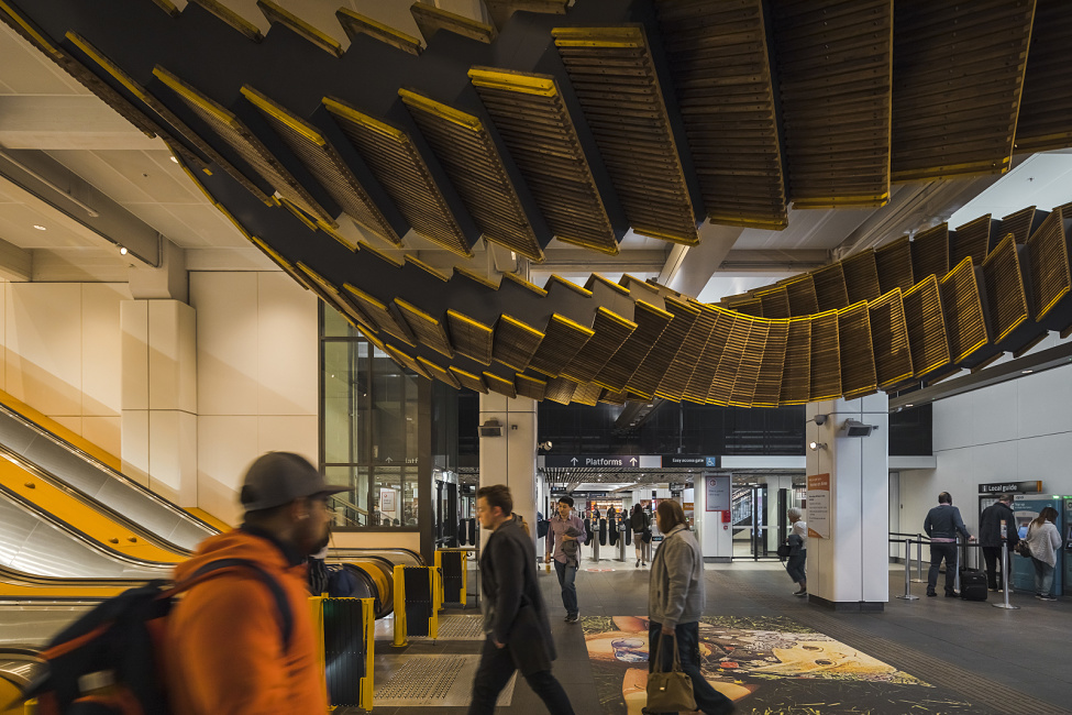 Interloop sculpture in the Wynyard Station, Sydney