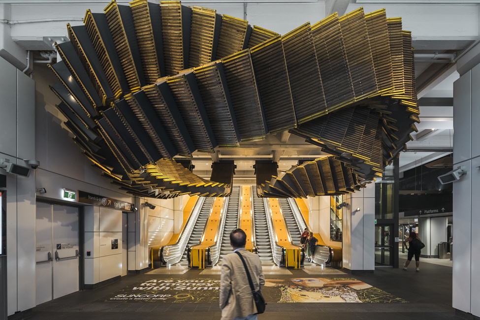 Interloop sculpture in the Wynyard Station, Sydney
