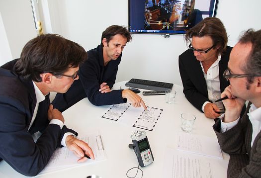 Architects and lighting designers planning LED lighting for Schorndorf town hall with ERCO light.