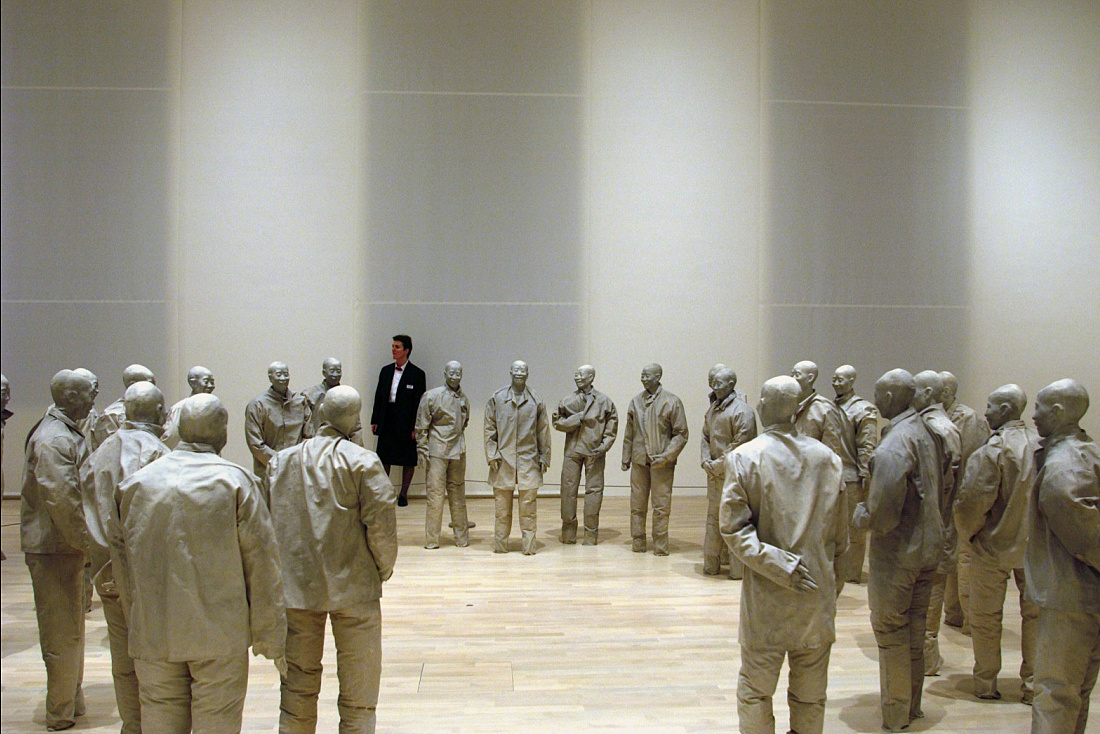 Sculpture installation at K21 Art Gallery, Düsseldorf, illuminated by ERCO lighting.