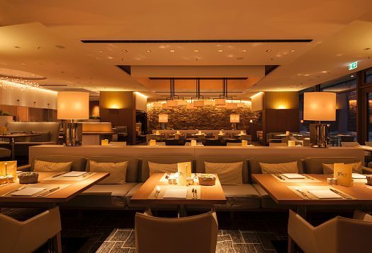 Johann Grill Restaurant at Kempinski Hotel Berchtesgaden, featuring ERCO LED lighting for ambiance.