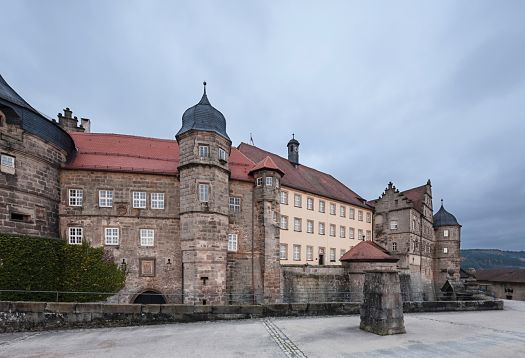Rosenberg Fortress in Kronach, housing the Franconian Gallery with LED lighting.