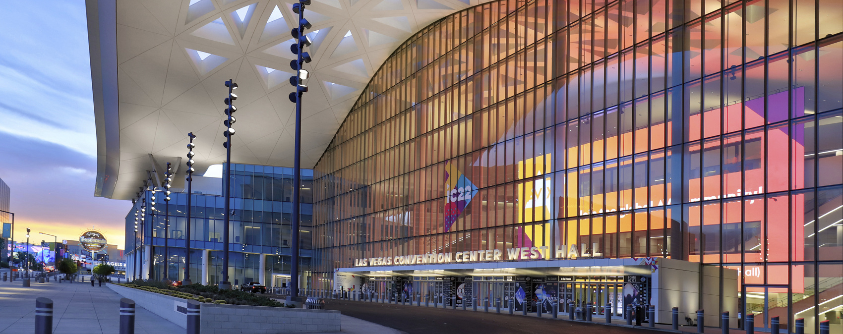Las Vegas Convention Center West Hall illuminated by ERCO outdoor lighting solutions.