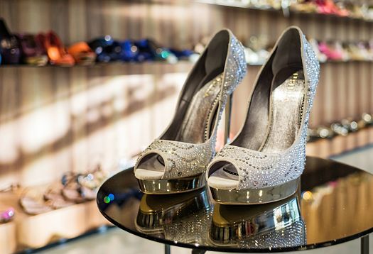 Le Silla crystal-embellished high heels on display, elegant womens footwear.