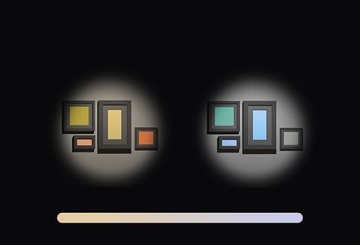 Tunable white LED lighting showing variable color temperatures from warm to cool white.