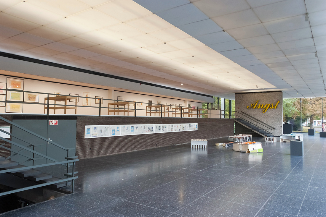 Lehmbruck Museum interior featuring art and Optec LED spotlights illuminating sculptures.