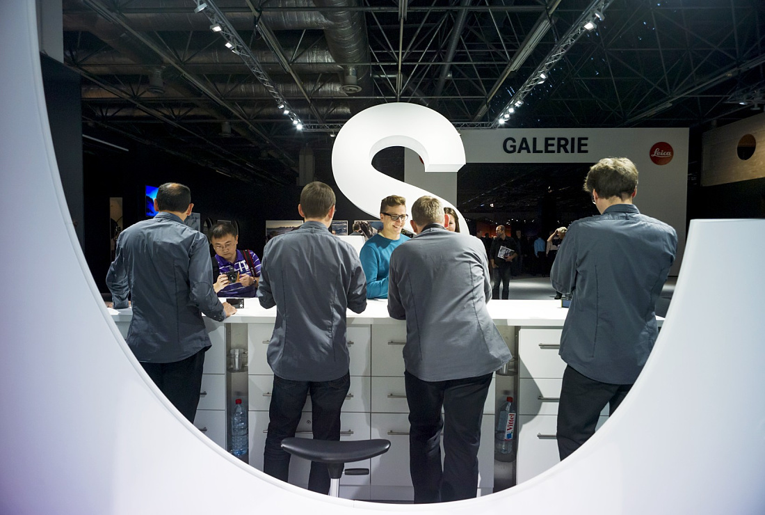 Leica trade show booth at Photokina 2012, lit by ERCO LED spotlights.
