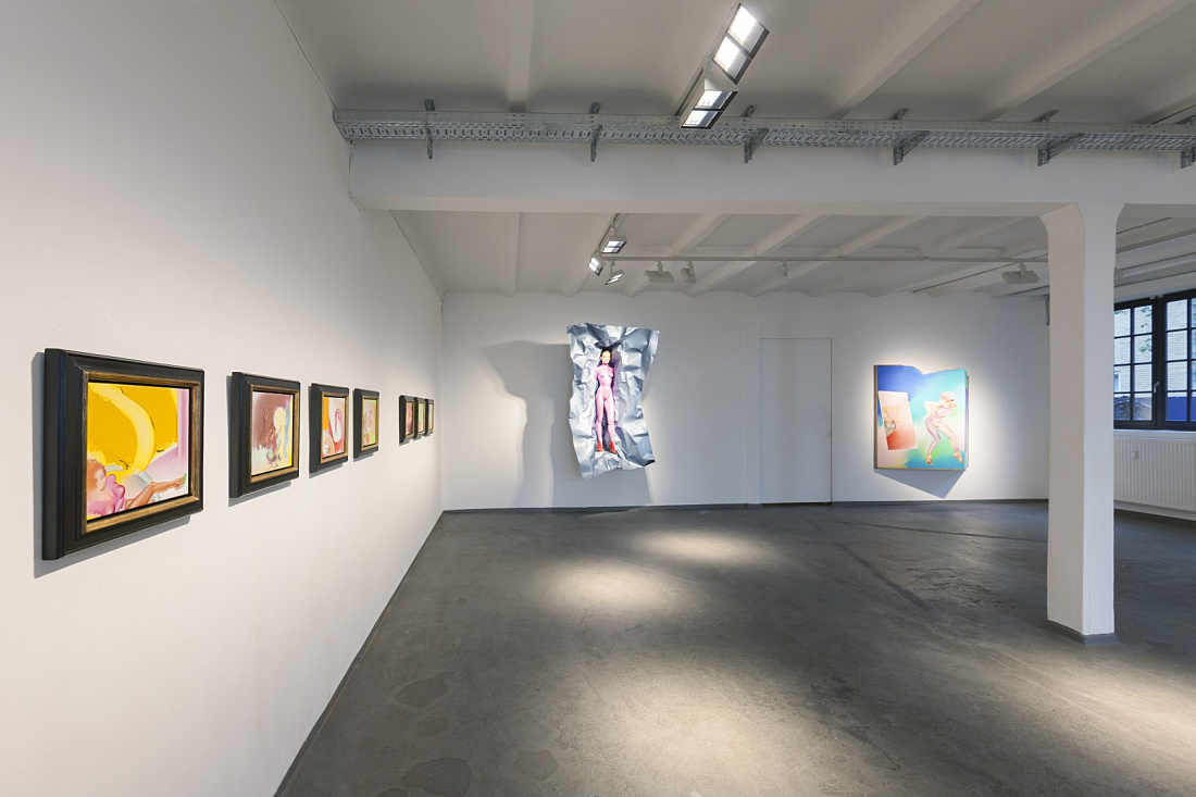 Levy Gallery exhibition featuring artworks illuminated by ERCO Light Board spotlights.