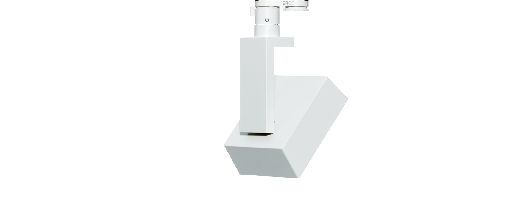 White ERCO Light Board spotlight for accent lighting on a track.