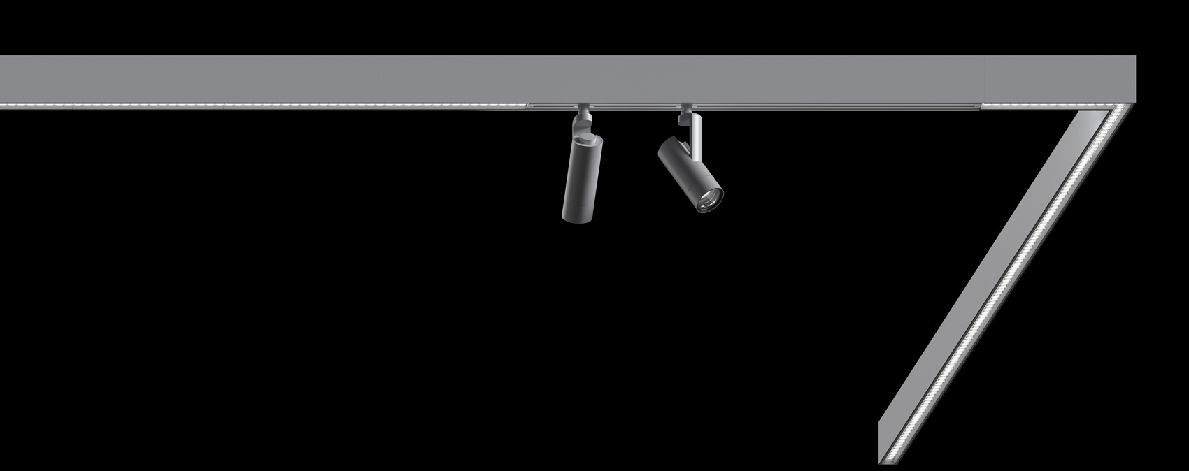 ERCO LED light structure with spotlights for flexible indoor lighting solutions.