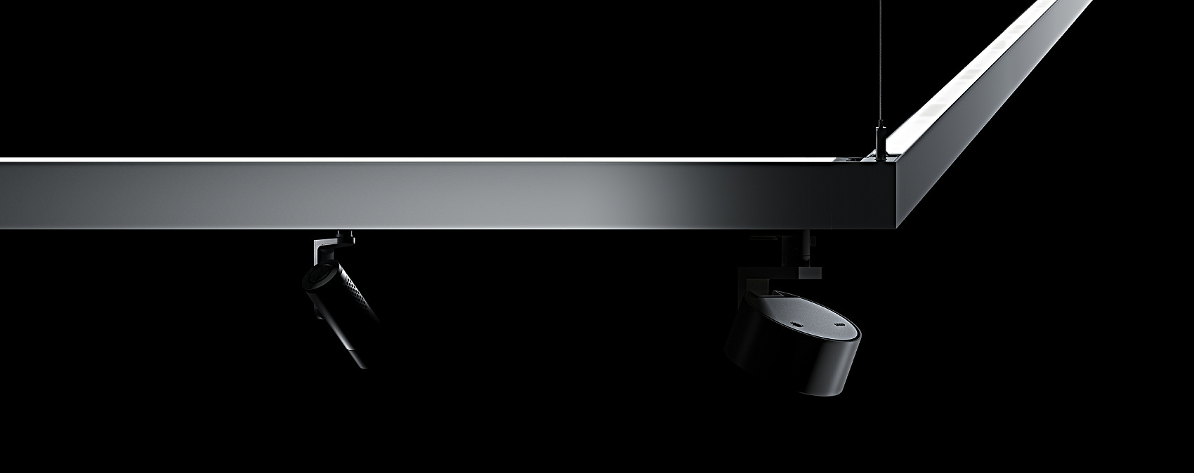 ERCO LED light structure with spotlights for flexible indoor lighting solutions.