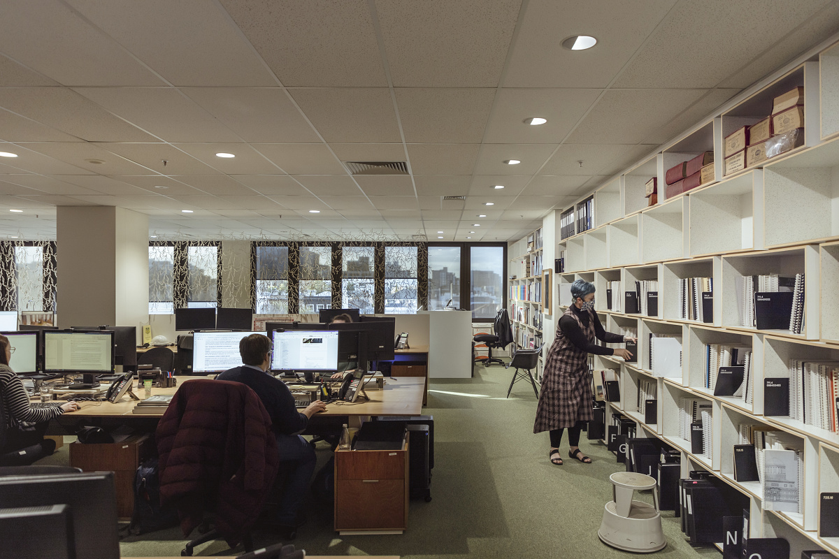 ERCO Iku downlights in Lovell Chen's Melbourne office, designed for human centric lighting.
