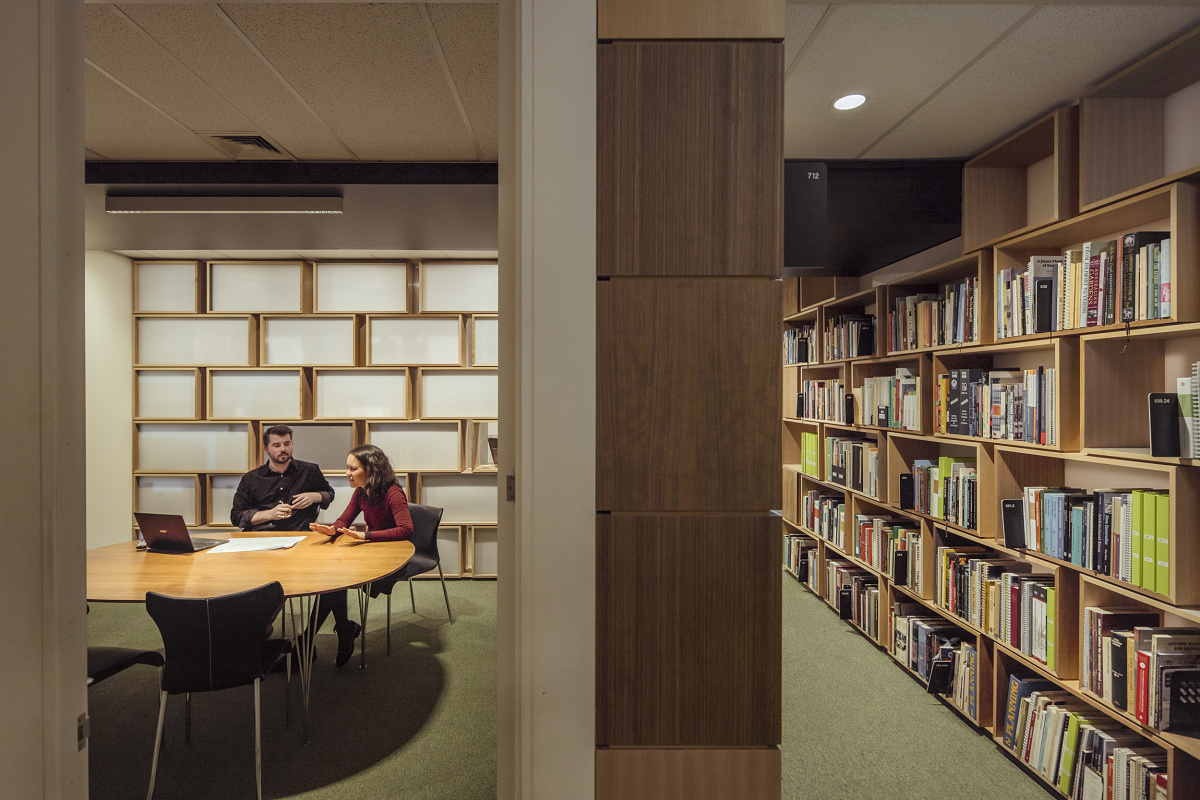 ERCO downlights in Lovell Chen's office, designed for human centric lighting.