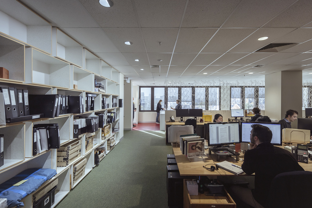 ERCO Iku downlights illuminate the Lovell Chen office in Melbourne, supporting human-centric lighting.