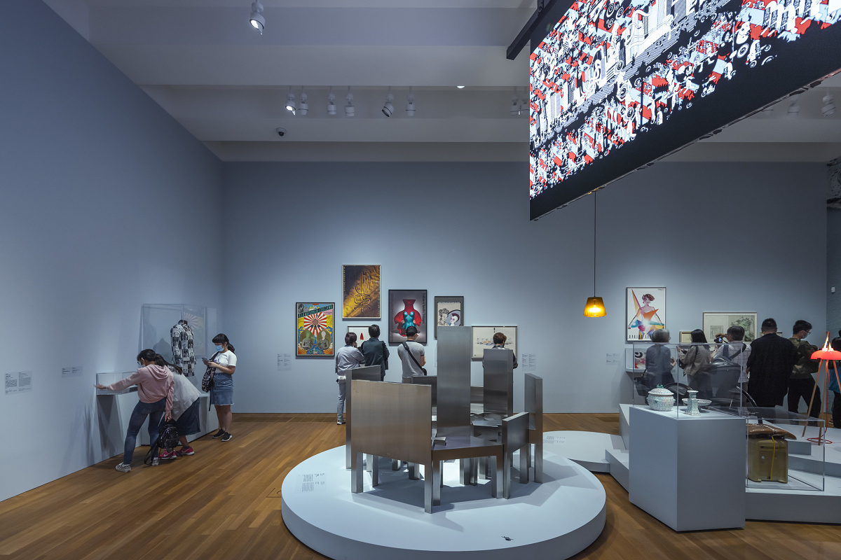 Interior of the M+ Museum featuring ERCO LED spotlights illuminating the exhibits.