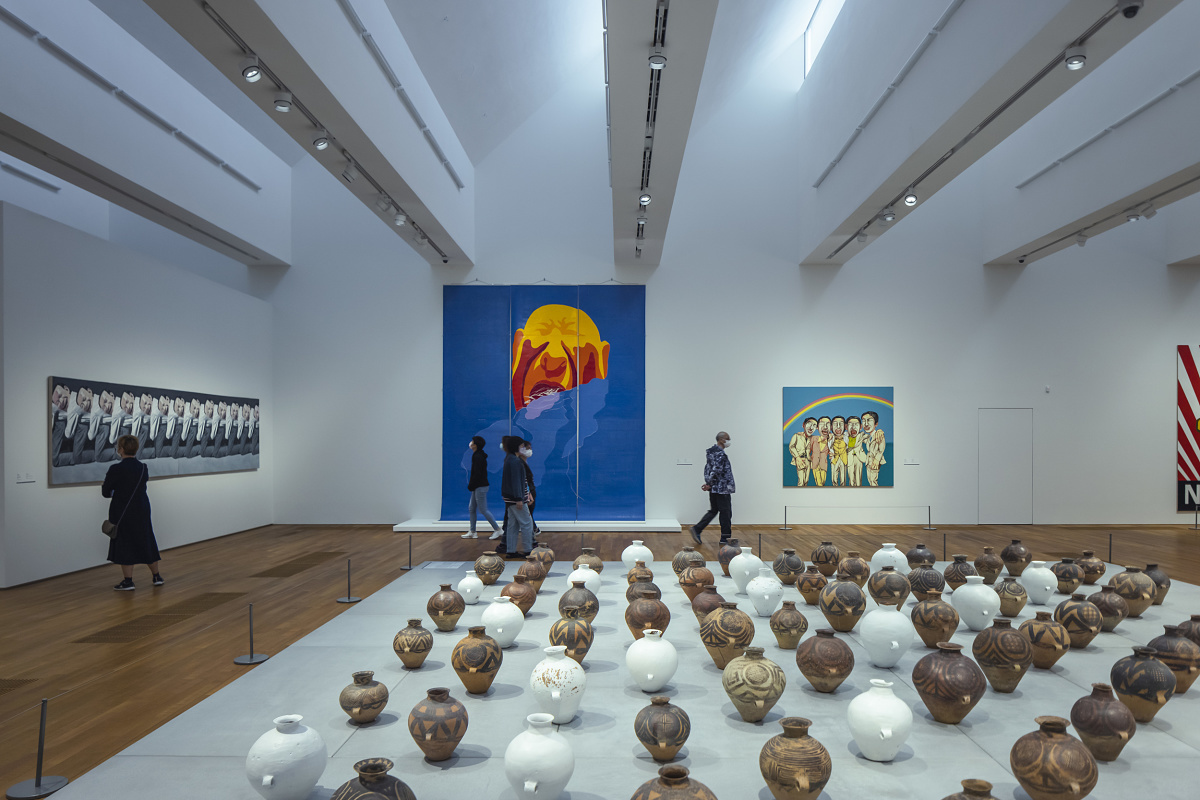 M+ Museum interior featuring ERCO LED lighting illuminating art installations.
