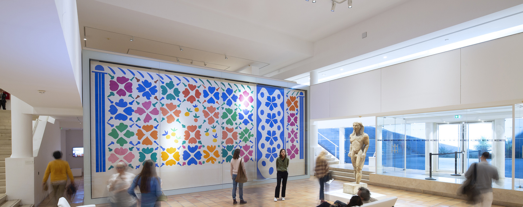 LED lighting highlights Matisse's 'Fleurs et Fruits' at the Matisse Museum in Nice.