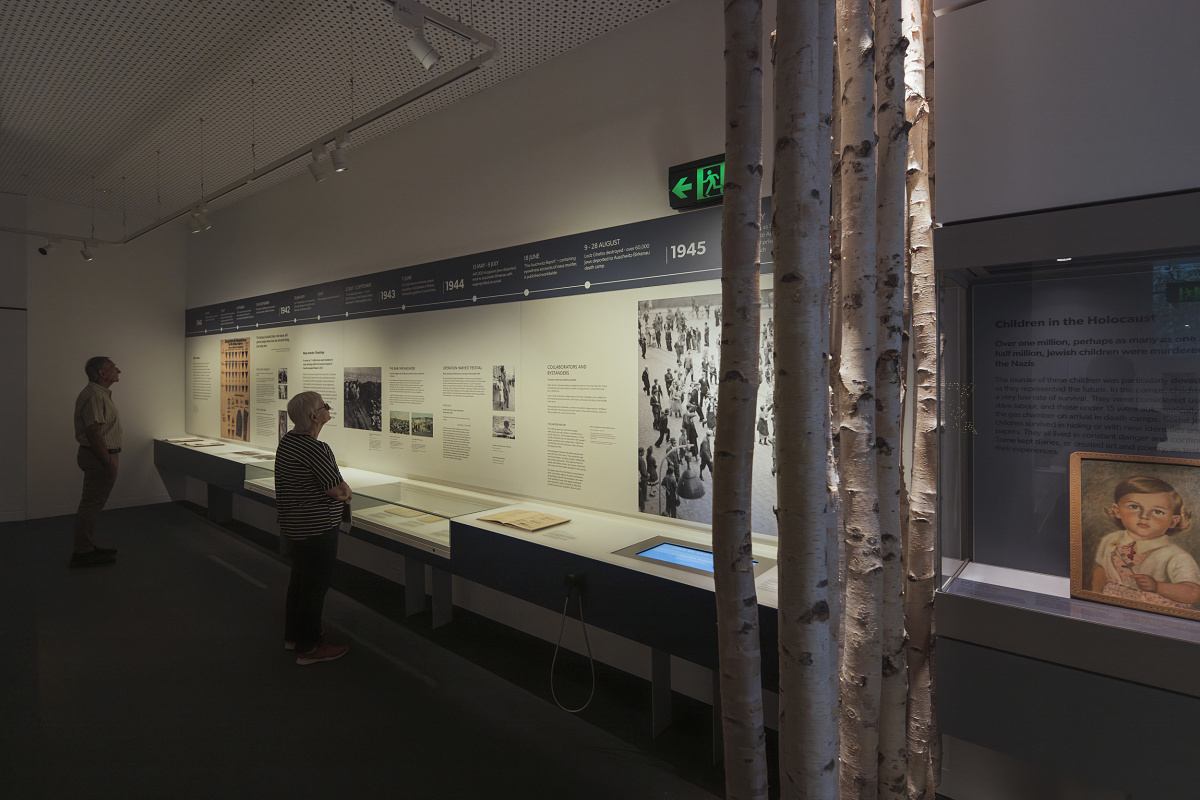 Melbourne Holocaust Museum exhibit featuring ERCO accent lighting.