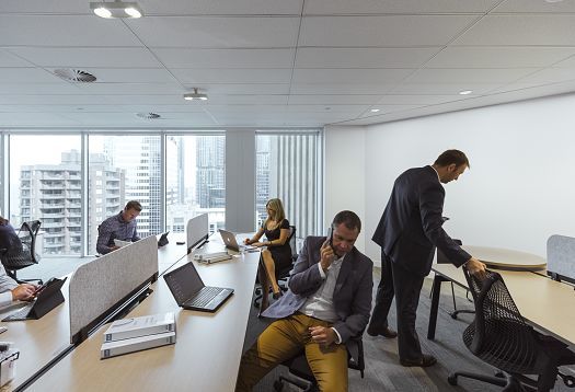 Modern Sydney office featuring ERCO lighting for visual comfort and minimalist design.