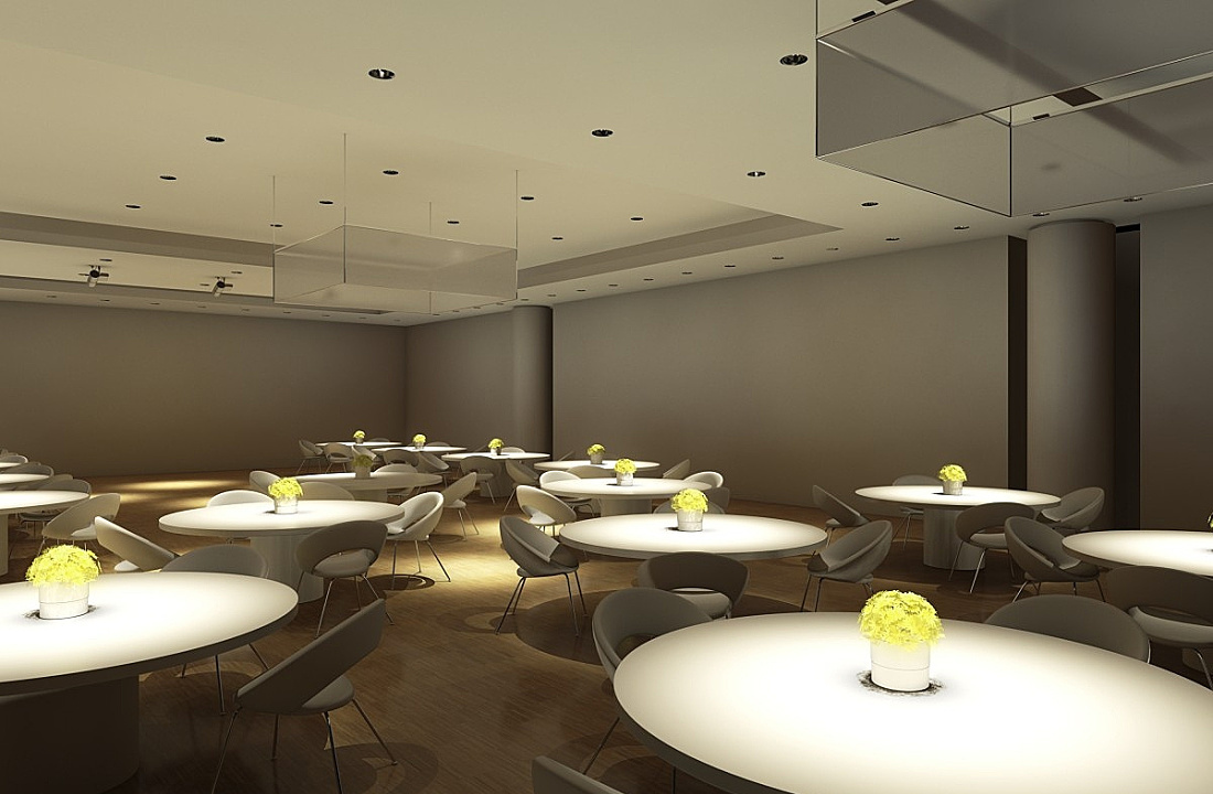 Gala multifunctional room featuring accent lighting for festive events, flexible lighting design by ERCO.