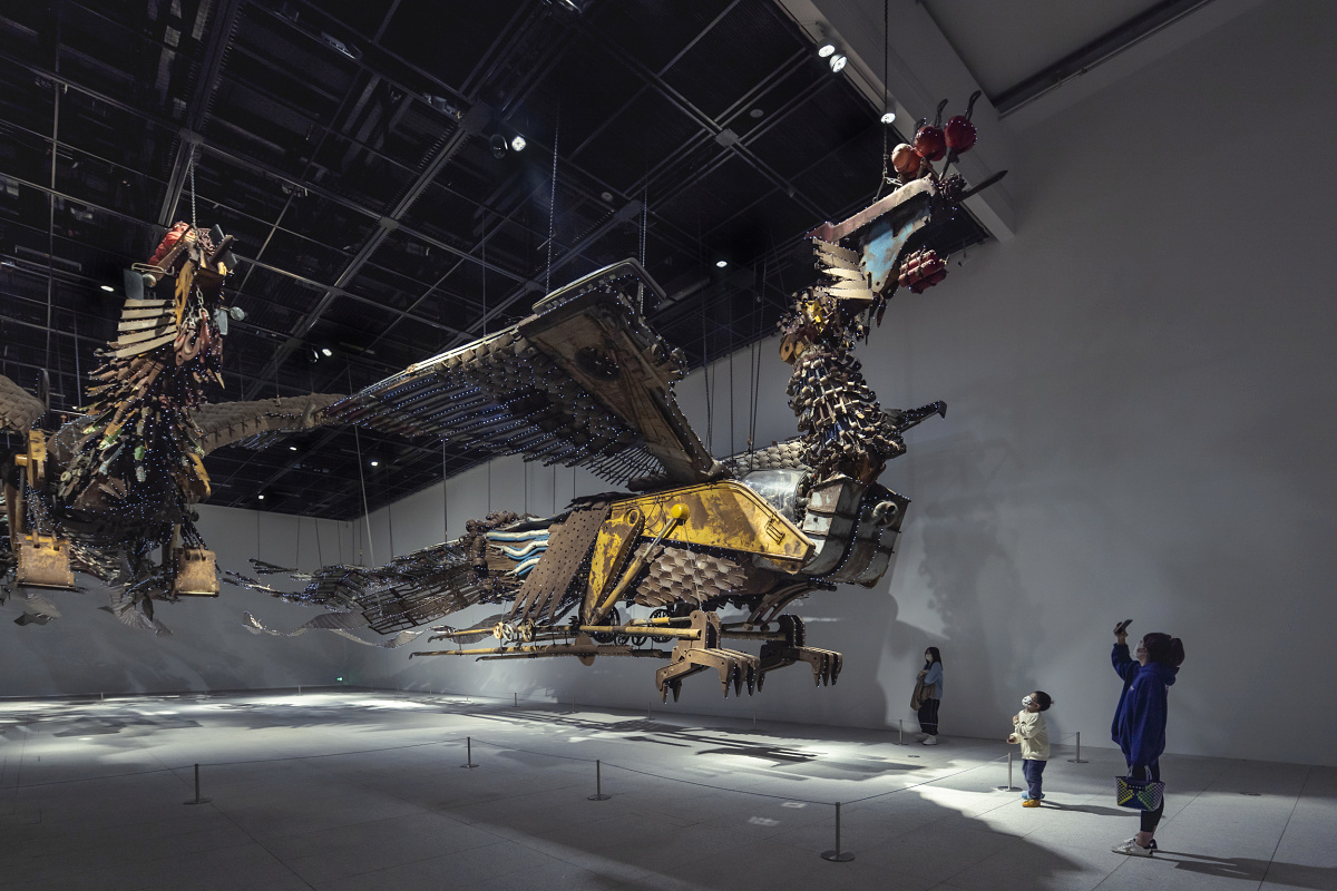Art exhibit at the Museum of Art Pudong, Shanghai, illuminated by ERCO LED spotlights.