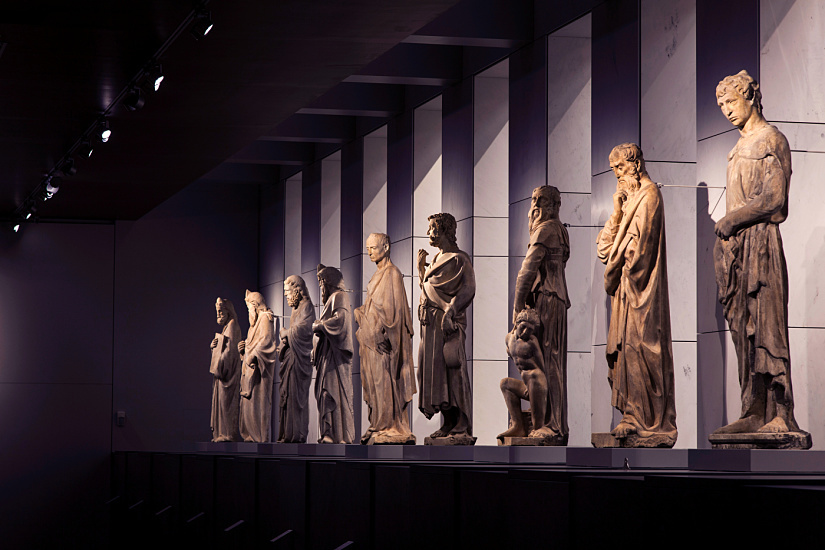 Illuminated sculptures in Florence's Cathedral Museum, enhanced by ERCO LED lighting.
