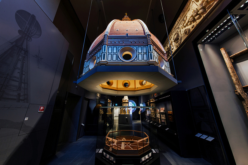 Florence Cathedral dome model illuminated by ERCO lighting in the museum.