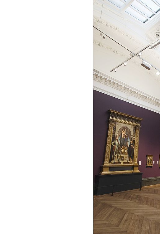 ERCO LED lighting in the National Gallery, London, featuring Optec spotlights for art exhibitions.