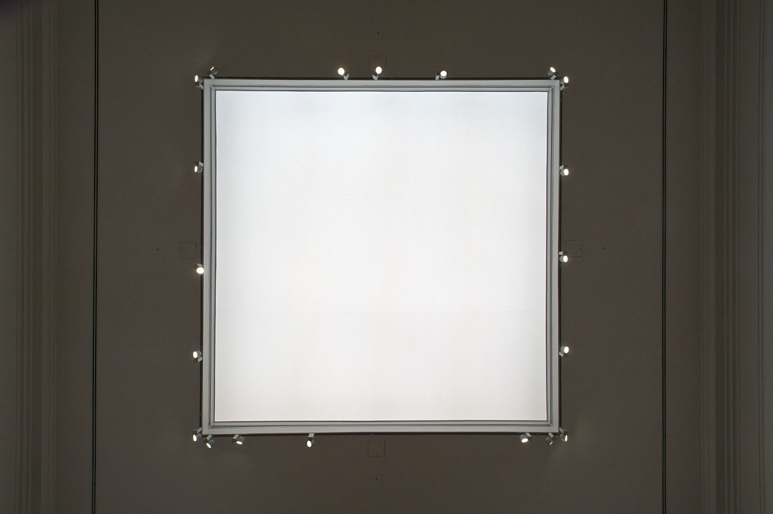 LED light ceiling element with spotlights at the National Museum of Wales.
