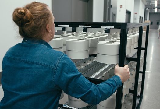 ERCO Parscan spotlights on a transport trolley for the National Museum Oslo.