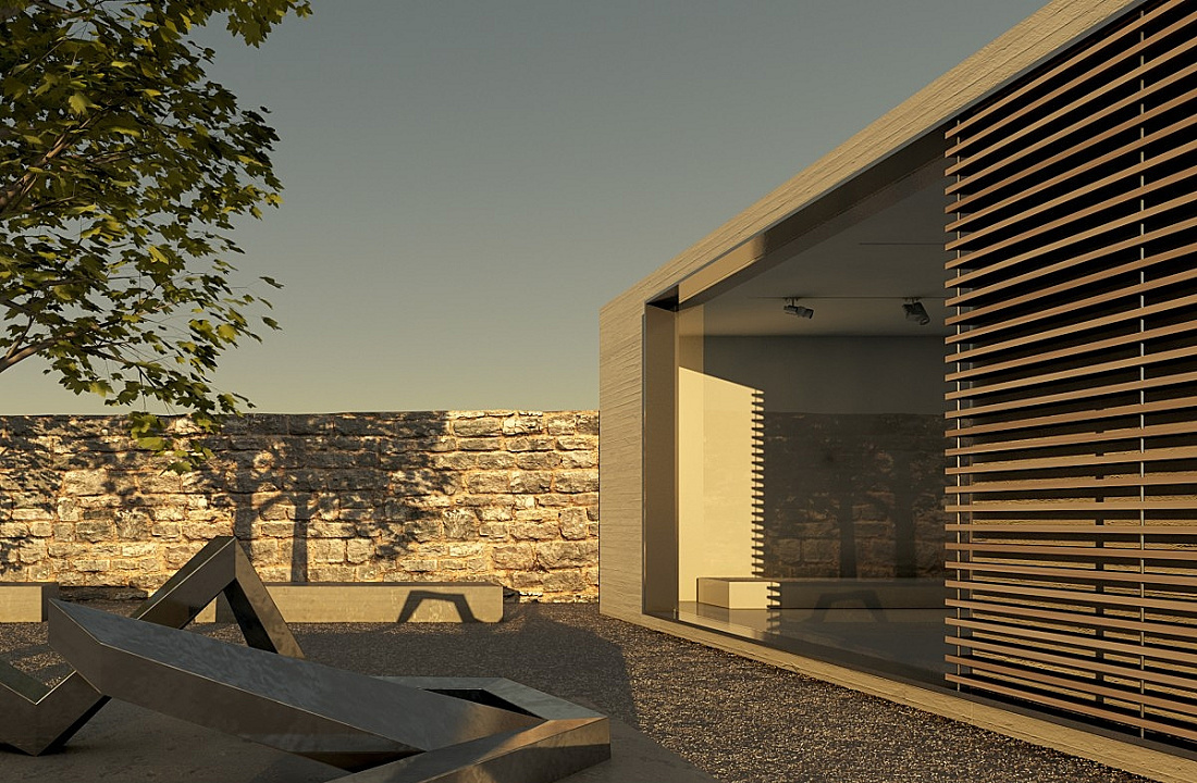 ERCO lighting design: Artificial light mimics natural light patterns in outdoor space.