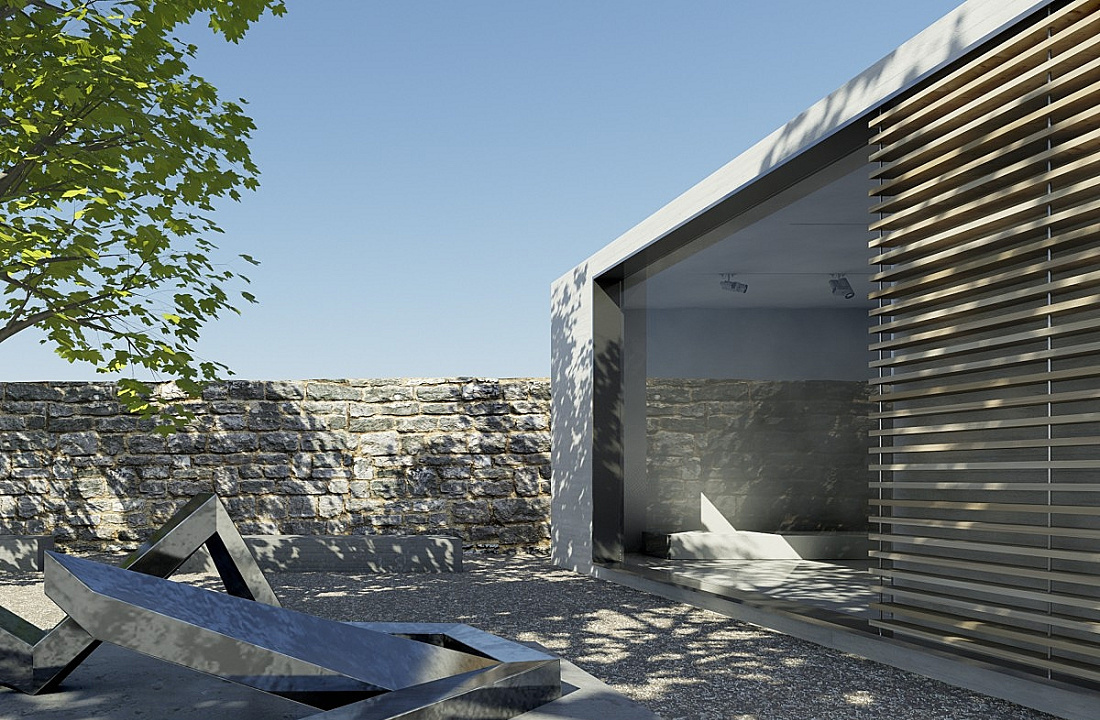 ERCO lighting design: Artificial light mimics natural light in a modern outdoor space.