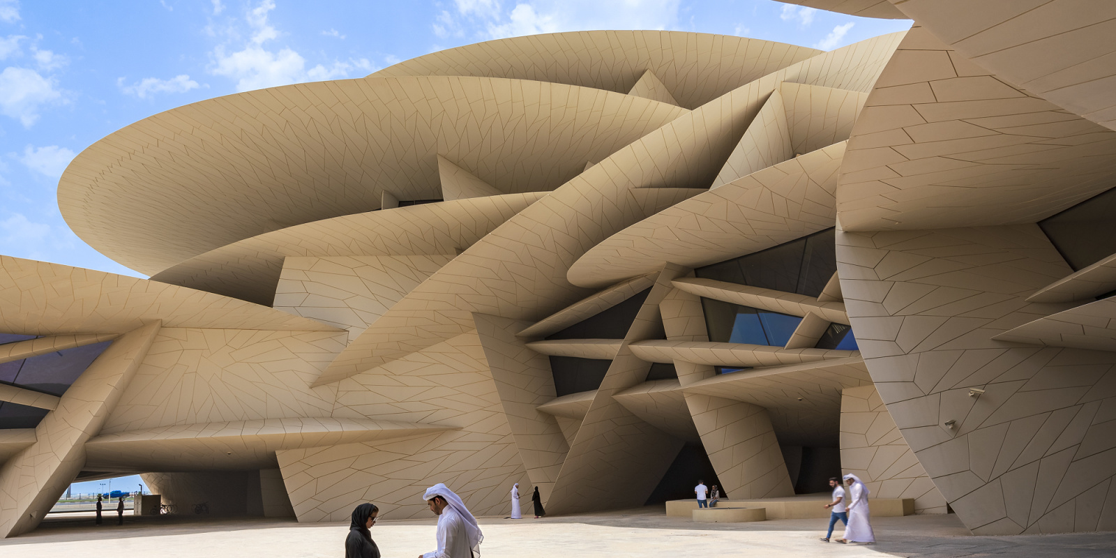 The National Museum of Qatar showcases its unique desert-sand-inspired architecture.