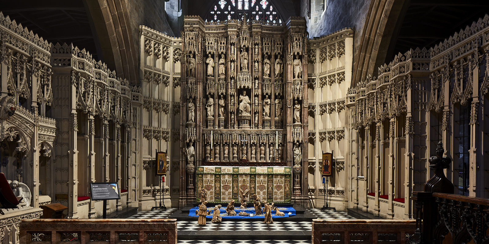 Newcastle Cathedral altar featuring ERCO LED lighting, illuminating sacred architecture.